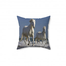 Beach Running Horses Spun Polyester Square Pillow gift