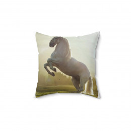 Beautiful White Horse Pillow Spun Polyester Square Pillow