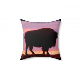Buffalo At Sunset Pillow Spun Polyester Square Pillow