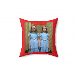 The Shining ghost sisters on a red Spun Polyester Square Pillow gift
