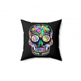 Beautiful Sugar Skull on black Spun Polyester Square Pillow gift