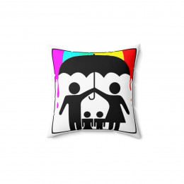 Protecting children with an umbrella from raining rainbows  Spun Polyester Square Pillow gift