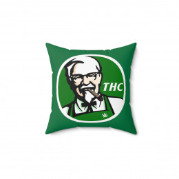 THC Col Green Flower on green Spun Polyester Square Pillow gift