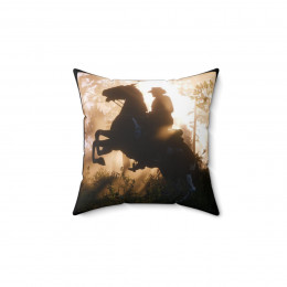 Cowboy On A Horse Pillow Spun Polyester Square Pillow