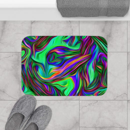 Color SWIRL Design Number 6 on Black Bath Mat