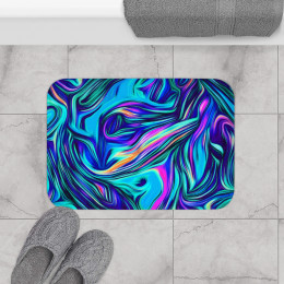 Color SWIRL Design Number 20 on Black Bath Mat