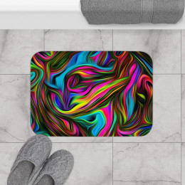 Color SWIRL Design Number 2 on Black Bath Mat