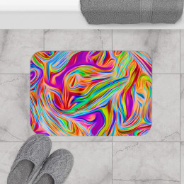 Color SWIRL Design Number 12 on Black Bath Mat