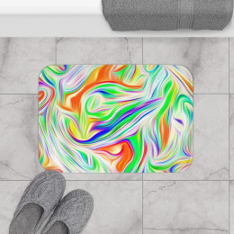 Color SWIRL Design Number 9 on Black Bath Mat