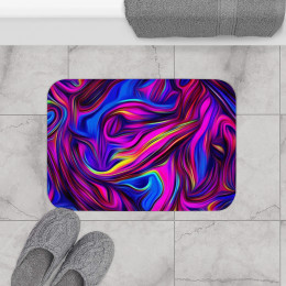 Color SWIRL Design Number 3 on Black Bath Mat