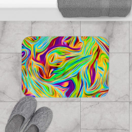 Color SWIRL Design Number 13 on Black Bath Mat