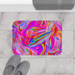 Color SWIRL Design Number 11 on Black Bath Mat