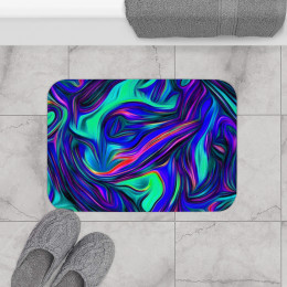 Color SWIRL Design Number 5 on Black Bath Mat