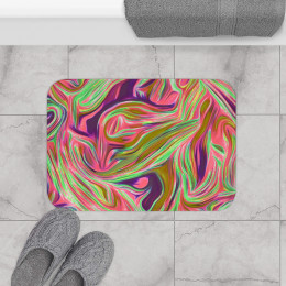 Color SWIRL Design Number 15 on Black Bath Mat