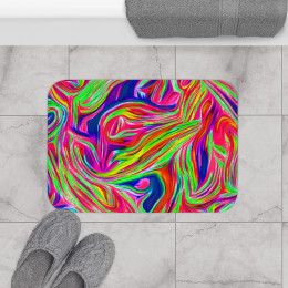 Color SWIRL Design Number 14 on Black Bath Mat