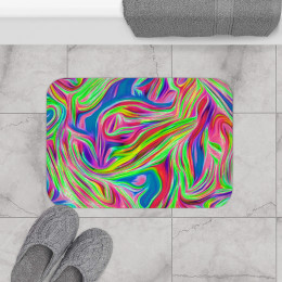 Color SWIRL Design Number 16 on Black Bath Mat