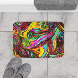 Color SWIRL Design Number 17 on Black Bath Mat