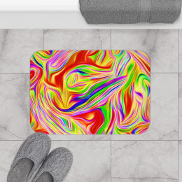Color SWIRL Design Number 10 on Black Bath Mat
