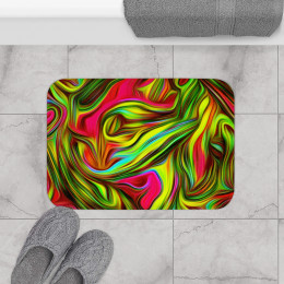 Color SWIRL Design Number 4 on Black Bath Mat