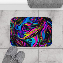 Color SWIRL Design Number 1 on Black Bath Mat