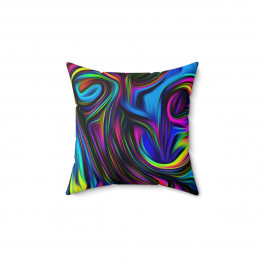  Color Swirl  Design number 1 Purple on black Pillow Spun Polyester Square Pillow