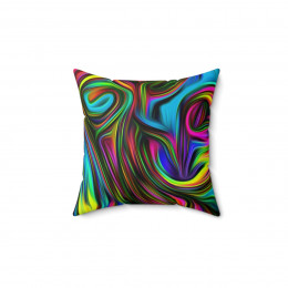  Color Swirl  Design number 2 Blue on black  Pillow Spun Polyester Square Pillow