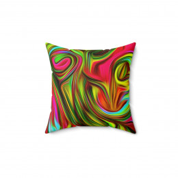  Color Swirl  Design number 4 pink yellow on black  Pillow Spun Polyester Square Pillow