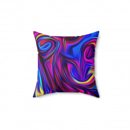  Color Swirl  Design number 3 Pink n Blue on black Pillow Spun Polyester Square Pillow