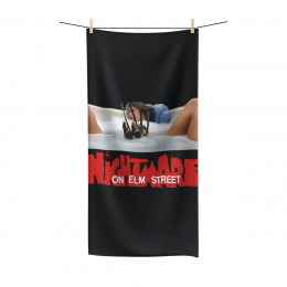 A N ighttmare On Elm St Tub Scene on Black Polycotton Towel