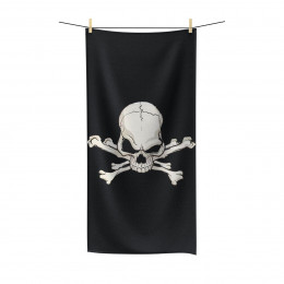Skull And Cross Bones number 3 skullstar on Black Polycotton Towel