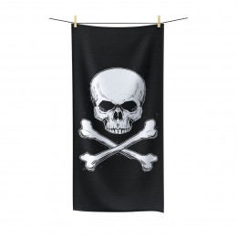 Skull And Cross Bones number 4 on Black Polycotton Towel