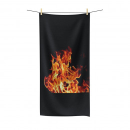 Raging Fire on Black Polycotton Towel