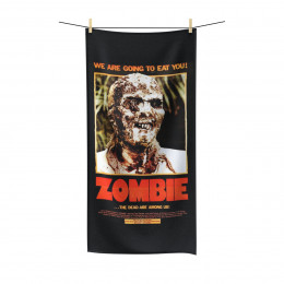 Zombie Movie Poster on Black Polycotton Towel