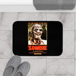 Zombie Movie Poster  on Black Bath Mat