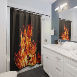Raging Fire on Black Shower Curtains