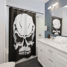 Evil Skull on Black Shower Curtains