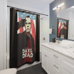 Day of the Dead Bud Salutes on Black Shower Curtains