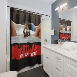 A Nightmare On Elm St Tub Scene on Black Shower Curtains