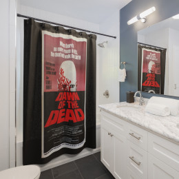 Dawn of the Dead Movie Poster on Black Shower Curtains