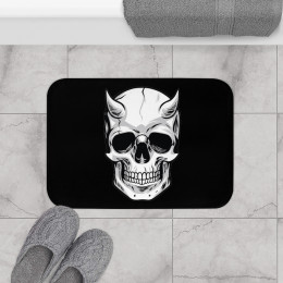 Demon Skull on Black Bath Mat