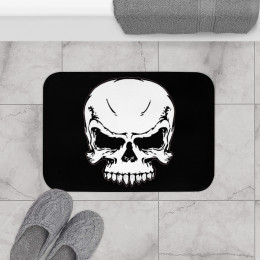 Evil Skull on Black Bath Mat