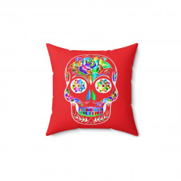 Beautiful Sugar Skull on red Spun Polyester Square Pillow gift