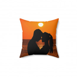 Beach at Sunset Lovers 1  Pillow Spun Polyester Square Pillow